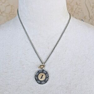Chico's Reversible Mixed Metal Initial Letter L Necklace Chain Pendant Doublesid